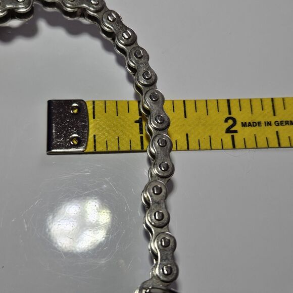 26" Bike Chain Clip Keychain Metal Bicycle Chain Links Silvertone Bikers Keyring - Picture 5 of 11